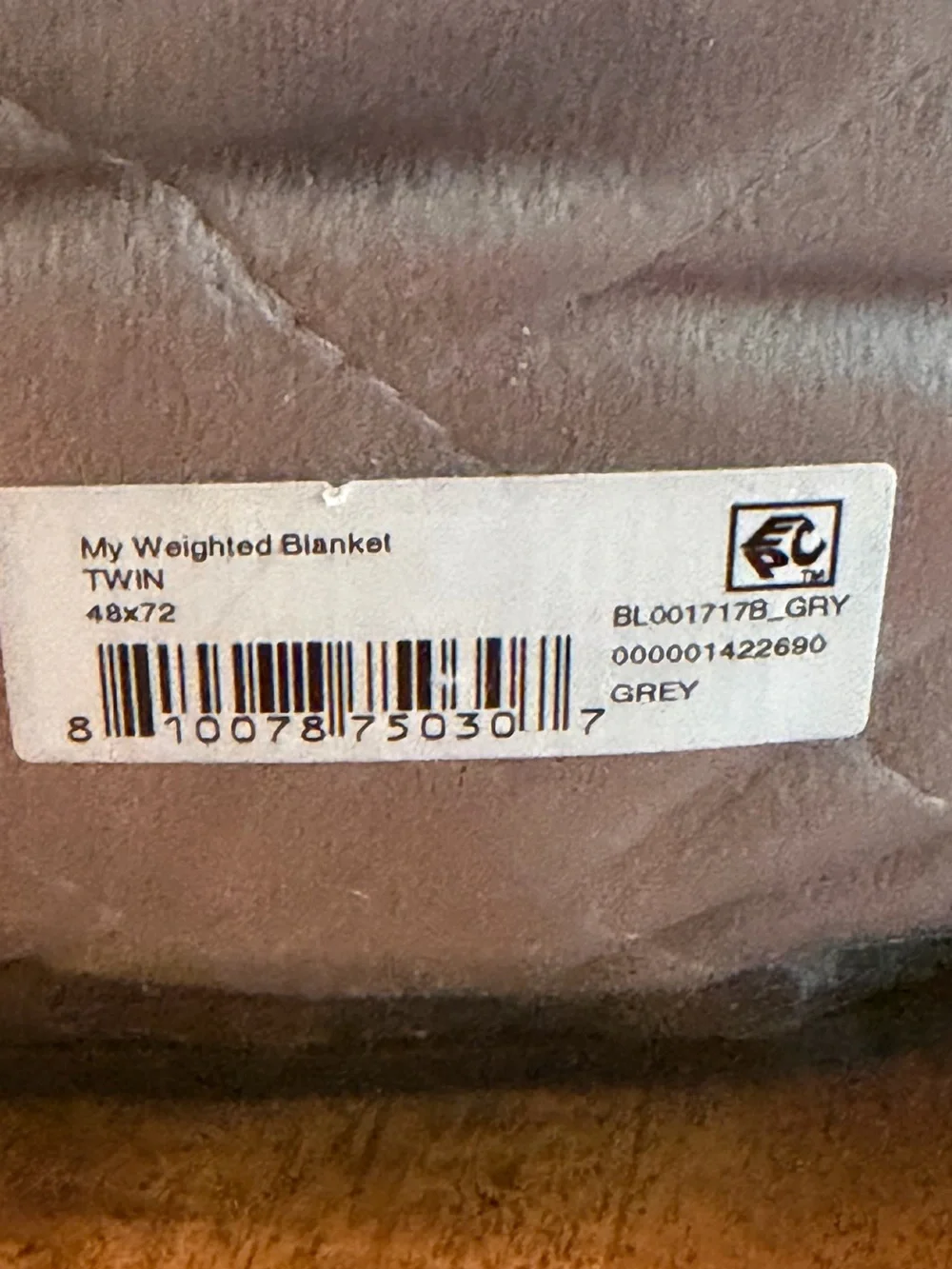 BLOOMINGDALE’s  My Weighted Blanket Grey 15 lbs 48x72 Twin